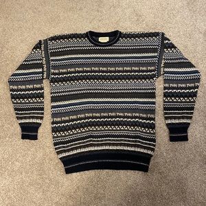 Men's St. John's Bay Knit Fair Isle Acrylic/Cotton LS Crew Neck Sweater, Large